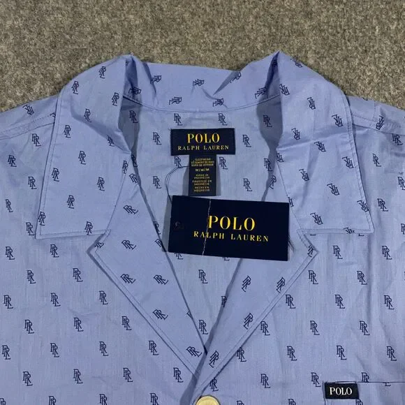 Polo Ralph Lauren All Over Print PRL Monogram Woven Pajama Shirt Adult Medium - Picture 7 of 16